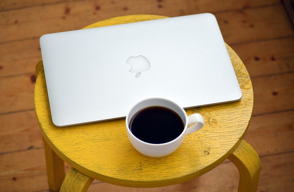 laptop, computer, coffee